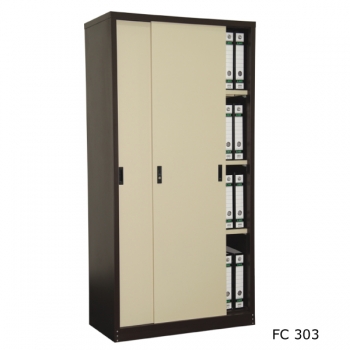 Full Height Cupboard With Steel Sliding Door C/W 3 Adjustable Shelves